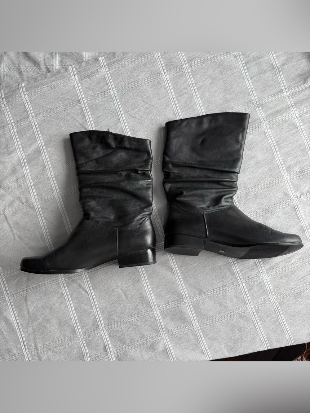 Classic Black Leather Slouch Boots - Women's - Picture 4 of 8